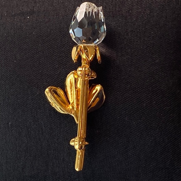 Swarovski Swan Clear Crystal Rose Gold Brooch Pin - Picture 4 of 12